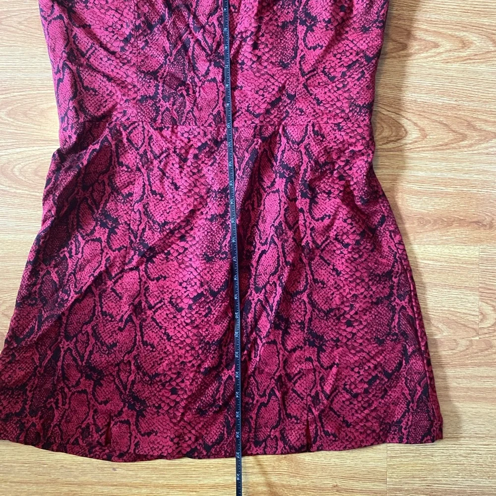 Reformation Morrison Red and Black Snake Print Mini Dress Size 12 - Picture 10 of 11